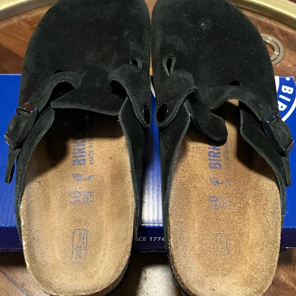 Birkenstock Boston BS Suede Leather Clog Black EU40 (US L9/M7) - Picture 6 of 8